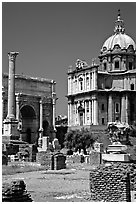 West end of the Roman Forum. Rome, Lazio, Italy ( black and white)
