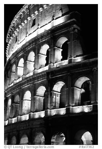 Colosseum illuminated night. Rome, Lazio, Italy
