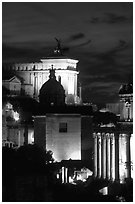 Roman Forum by night. Rome, Lazio, Italy ( black and white)