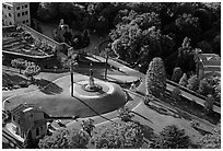Vatican gardens seen from the Dome. Vatican City (black and white)