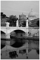 Ponte Sant'Angelo and Basilica San Pietro, sunrise. Vatican City ( black and white)