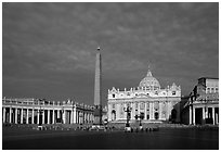 Piazza San Pietro and Basilica San Pietro (Saint Peter), sunrise. Vatican City (black and white)