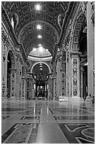 Inside  Basilica San Pietro. Vatican City (black and white)