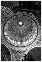 Dome of Basilica San Pietro, designed by Michelangelo. Vatican City ( black and white)