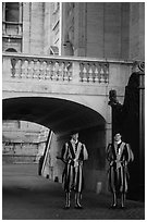 Members of Pontifical Swiss Guard. Vatican City (black and white)
