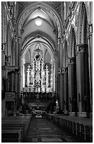 Organ inside church. Naples, Campania, Italy (black and white)