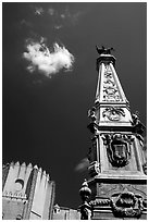 Guglia in Piazza San Domenico Maggiore. Naples, Campania, Italy (black and white)