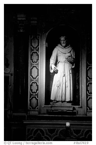 Statue of a saint. Naples, Campania, Italy (black and white)