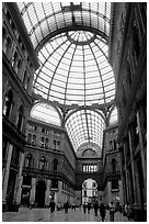 Roof and arcades of Galleria Umberto I. Naples, Campania, Italy ( black and white)