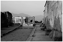 Via Marina at sunset. Pompeii, Campania, Italy ( black and white)