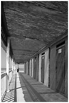 Row of changing cabins, Paestum. Campania, Italy ( black and white)