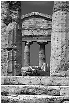 Ruins of Tempio di Cerere (Temple of Ceres). Campania, Italy (black and white)