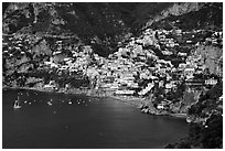 The picturesque coastal town of Positano. Amalfi Coast, Campania, Italy ( black and white)