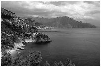 Steep coastline near Amalfi. Amalfi Coast, Campania, Italy (black and white)