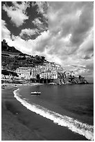 Beach in Amalfi. Amalfi Coast, Campania, Italy (black and white)