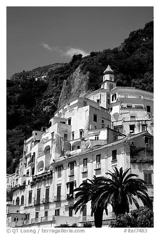 Hillside houses and church, Amalfi. Amalfi Coast, Campania, Italy