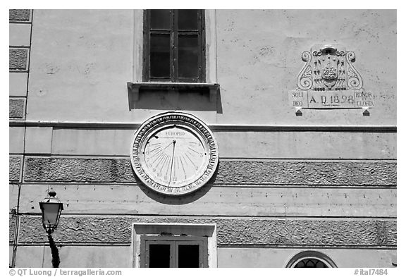Sundial, Amalfi. Amalfi Coast, Campania, Italy (black and white)