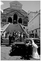 Wedding in front of Duomo Sant'Andrea, Amalfi. Amalfi Coast, Campania, Italy (black and white)
