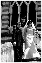 Newly wed couple on the stairs of Duomo Sant'Andrea, Amalfi. Amalfi Coast, Campania, Italy ( black and white)