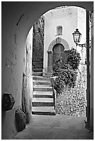 Arch and stairs, Positano. Amalfi Coast, Campania, Italy (black and white)