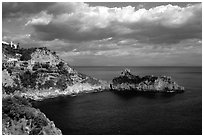 Rocky coastline. Amalfi Coast, Campania, Italy (black and white)