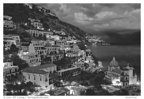 Black and White Picture/Photo: Positano and Mediterranean before ...