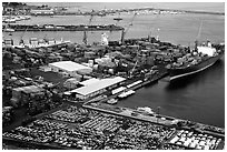 Industrial port of Salerno. Amalfi Coast, Campania, Italy (black and white)