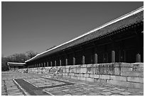 Main royal shrine, Jongmyo. Seoul, South Korea (black and white)