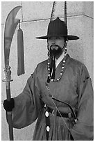 Gapsa (regular guard from Joseon dynasty), Gyeongbokgung. Seoul, South Korea (black and white)