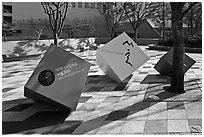 Sculptures celebrating city choice as world design capital. Seoul, South Korea (black and white)