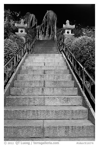 Stairs leading to sacred rocks, Seon-bawi. Seoul, South Korea