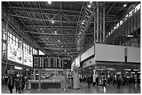 Main concourse of Seoul train station. Seoul, South Korea (black and white)