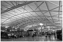 Incheon international airport main concourse. South Korea (black and white)