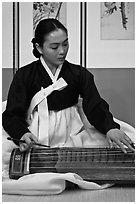 Traditional music performer. South Korea (black and white)