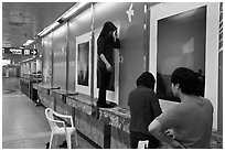 Photography exhibit being installed in subway. Daegu, South Korea ( black and white)