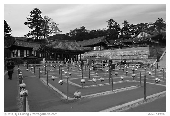 Labyrinth, Haeinsa Temple. South Korea (black and white)