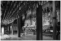 Interior of main hall, Haein-sa Temple. South Korea ( black and white)