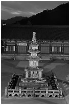 Stone pagoda at dusk, Haeinsa Temple. South Korea ( black and white)