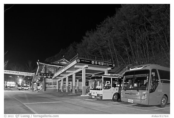Bus station near Haeinsa at night. South Korea