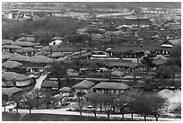 Village seen from above. Hahoe Folk Village, South Korea ( black and white)