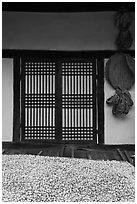 Nuts, screen door, and baskets. Hahoe Folk Village, South Korea ( black and white)