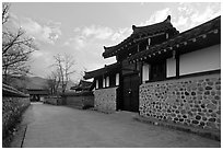 Bukchom residence. Hahoe Folk Village, South Korea ( black and white)
