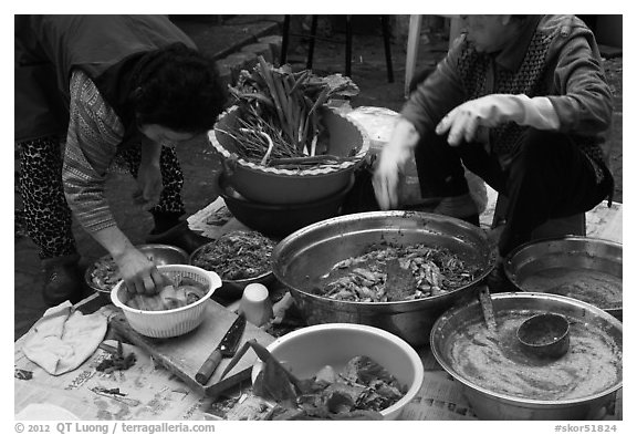 Women preparing kim chee. Gyeongju, South Korea
