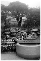 Sacred water fountain, Seokguram. Gyeongju, South Korea ( black and white)