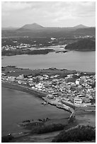 Seongsang-ri from above. Jeju Island, South Korea ( black and white)