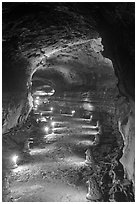 Geomunoreum Lava tube. Jeju Island, South Korea (black and white)