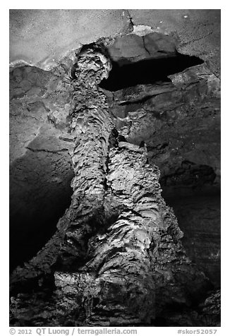 Lava column, Geomunoreum. Jeju Island, South Korea (black and white)