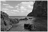 Sea cliffs, Seongsang Ilchulbong. Jeju Island, South Korea ( black and white)