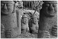 Dolharubang statues (grand father statues made of basalt rock), Seogwipo. Jeju Island, South Korea ( black and white)