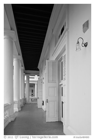 Gallery outside supreme court. George Town, Penang, Malaysia (black and white)